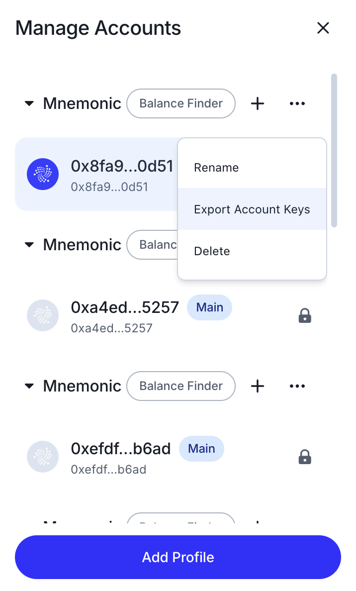 Export Account Keys